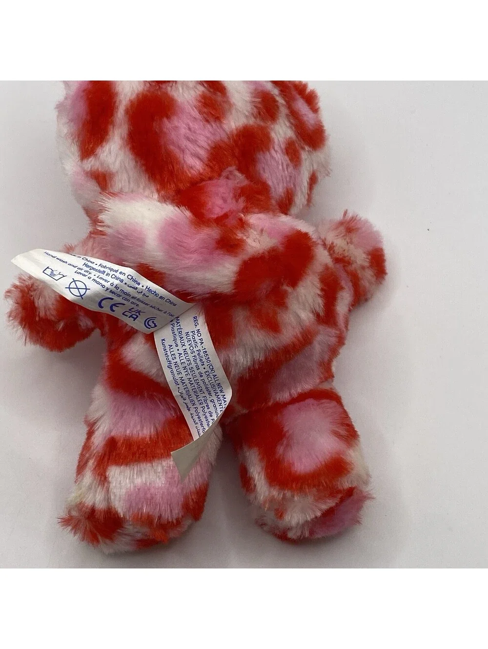 Build-A-Bear Mini Beans Wild Hearts Pink And Red Leopard Plush Stuffed Animal 7”